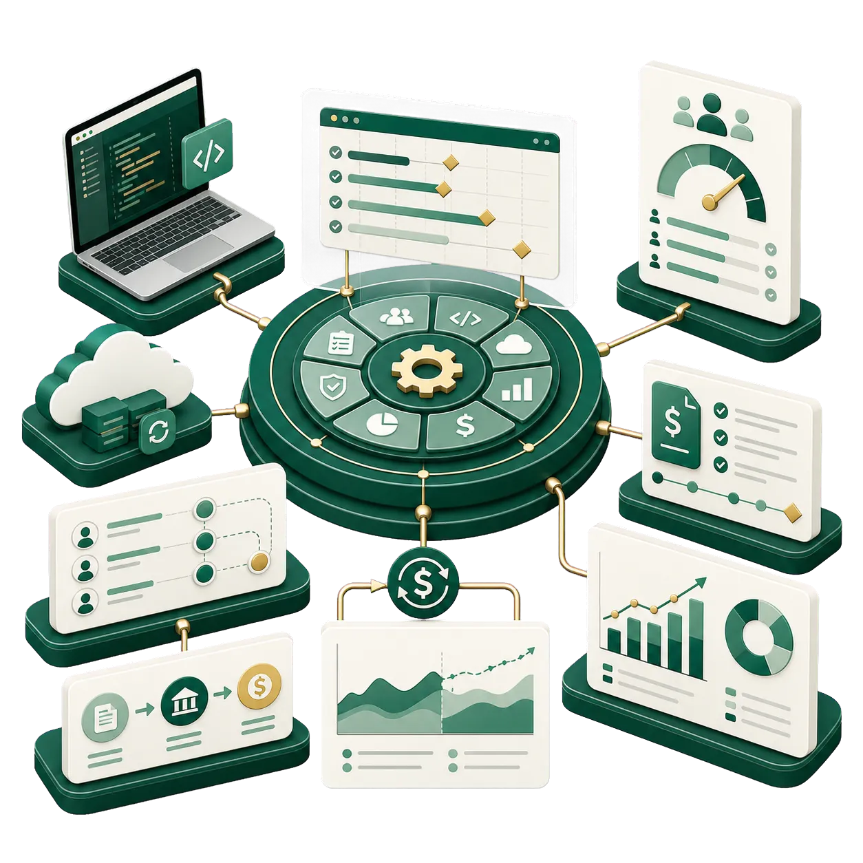 Technology and consulting finance team illustration