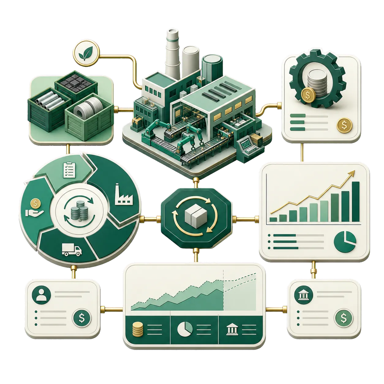 Manufacturing finance and production planning illustration