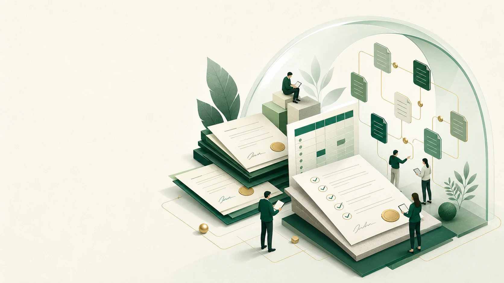 Documents, ownership records and contracts organized for legal due diligence