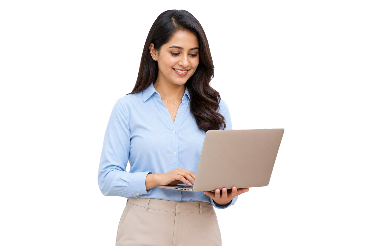 Finance professional reviewing MIS insights on a laptop